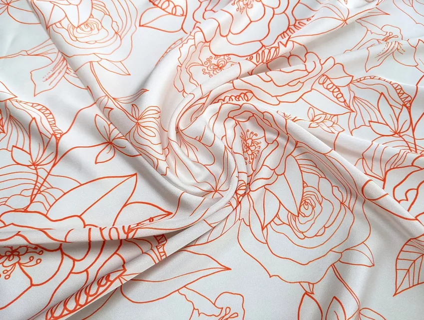 Шовк Армані квітковий орнамент, кремовий - фото 1 - інтернет-магазин tkani-atlas.com.ua