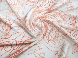 Шовк Армані квітковий орнамент, кремовий - інтернет-магазин tkani-atlas.com.ua