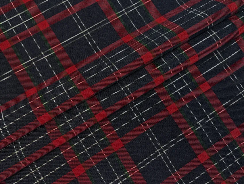 Костюмний тіар клітинка, темно-синій з червоним - фото 1 - інтернет-магазин tkani-atlas.com.ua