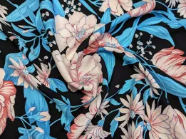 Штапель райський сад, чорний - інтернет-магазин tkani-atlas.com.ua