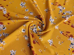 Лен с вискозой весенний сад, горчица (отрез 1 м) - интернет-магазин tkani-atlas.com.ua