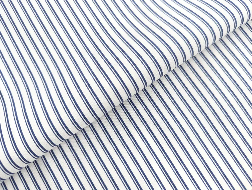 Полікотон сорочковий смужка, білий з синім - фото 1 - інтернет-магазин tkani-atlas.com.ua