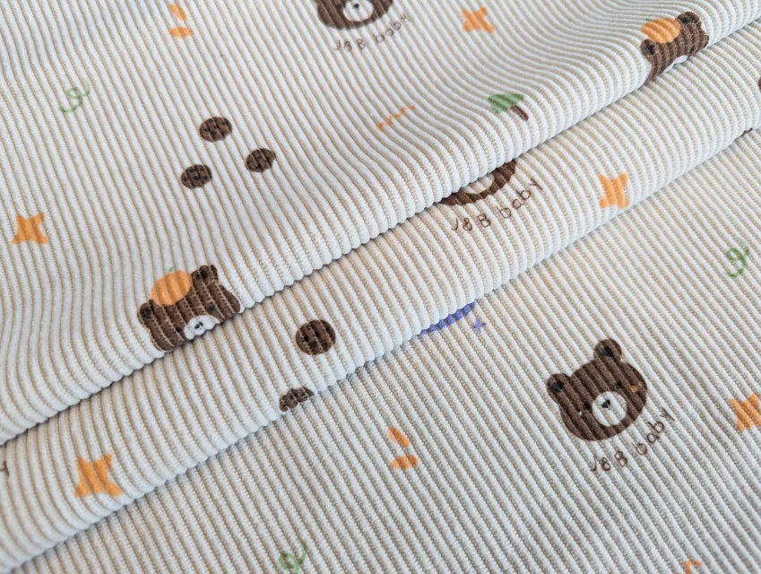 Вельвет стрейч мишки, кремовый бежевый - фото 1 - интернет-магазин tkani-atlas.com.ua