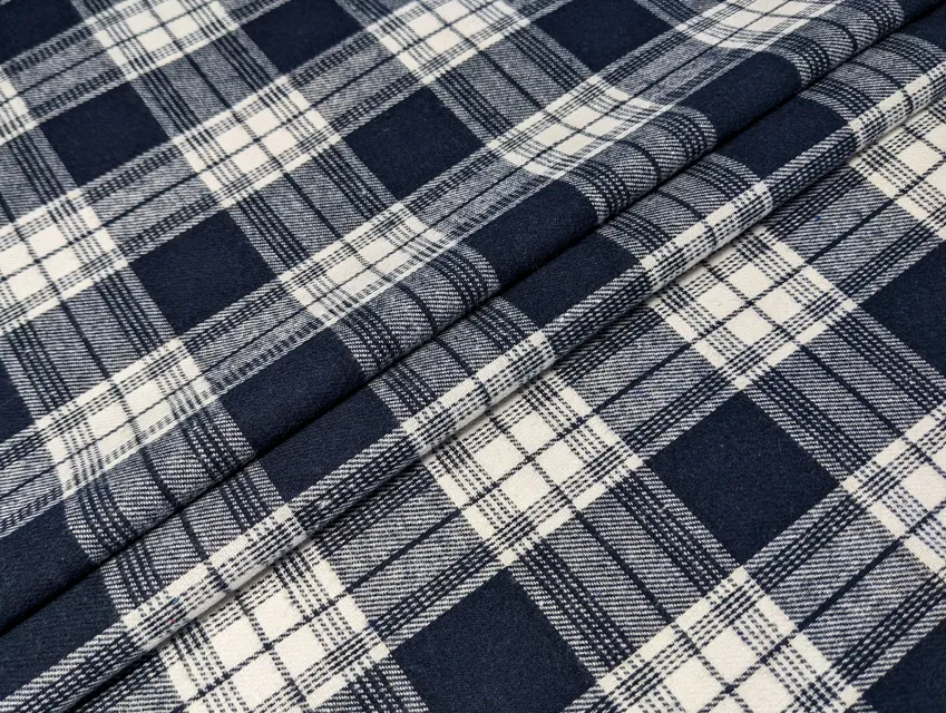 Котон сорочковий клітина 105 мм, темно-синій з білим - фото 1 - інтернет-магазин tkani-atlas.com.ua