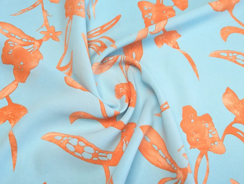 Шифон софт Грейс квіткова фантазія, блакитний - фото 1 - інтернет-магазин tkani-atlas.com.ua