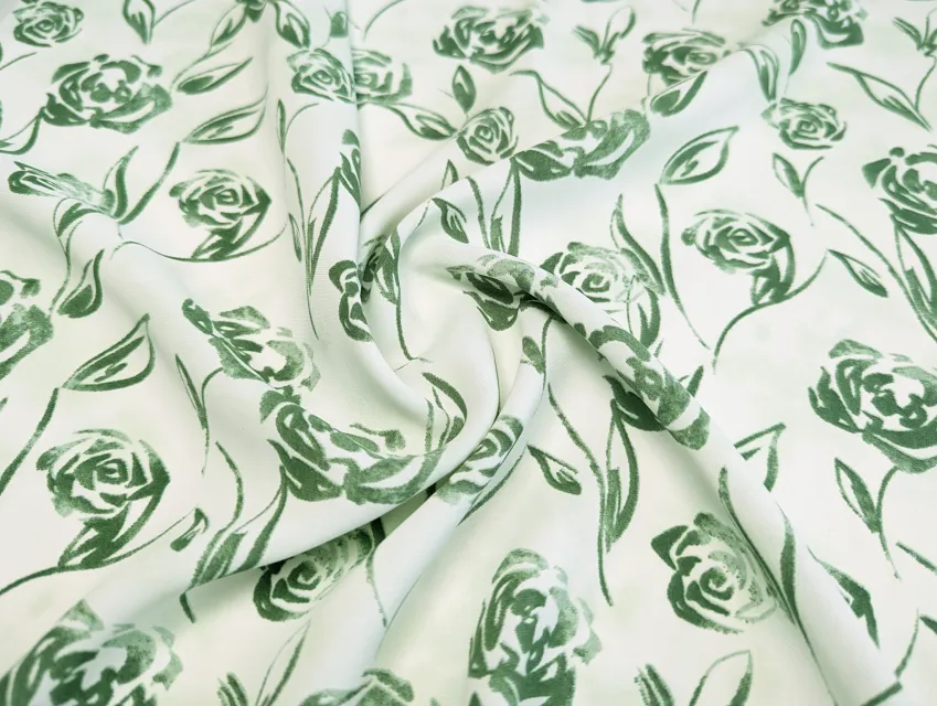 Шифон софт Грейс квітковий візерунок, олива - фото 1 - інтернет-магазин tkani-atlas.com.ua