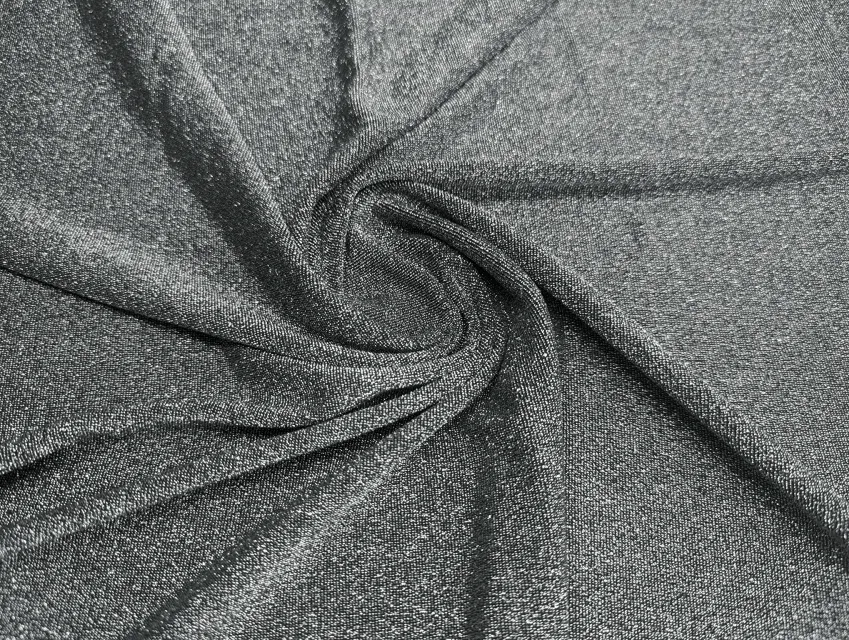 Тонкий трикотаж з люрексом, срібло на чорному - фото 1 - інтернет-магазин tkani-atlas.com.ua