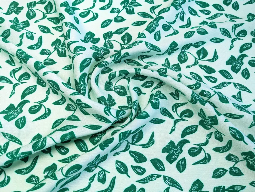 Штапель шелковистый листики, салатовый - фото 1 - интернет-магазин tkani-atlas.com.ua
