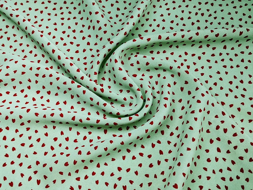 Шифон софт Грейс сердечки, оливковый (отрез 2 м) - фото 1 - интернет-магазин tkani-atlas.com.ua