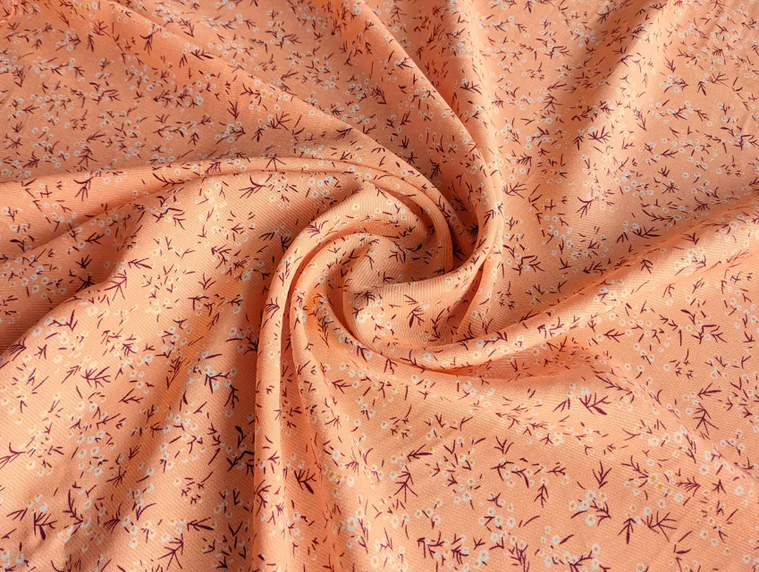 Штапель Бельмондо мелкие цветочки, абрикосовый (отрез 2 м) - фото 1 - интернет-магазин tkani-atlas.com.ua