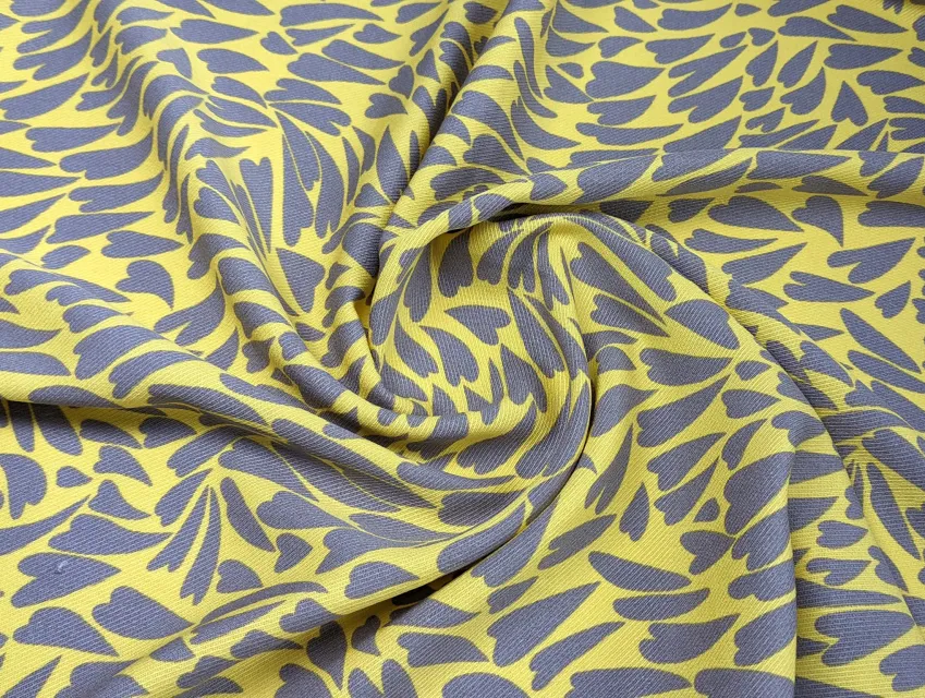 Штапель Бельмондо сердечки, жовтий (відріз 1,9 м) - фото 1 - інтернет-магазин tkani-atlas.com.ua