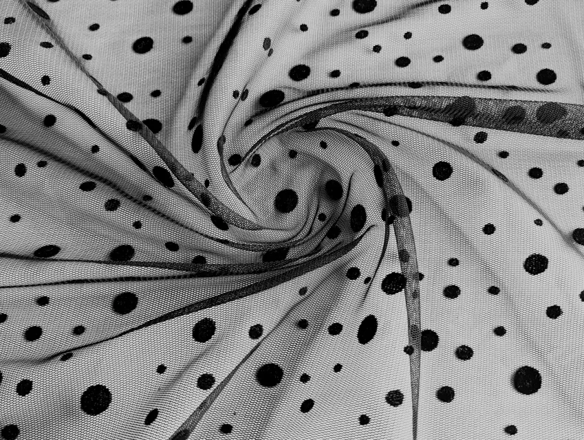 Сітка з флоком розсип горошків, чорний - фото 1 - інтернет-магазин tkani-atlas.com.ua