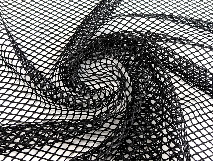 Сетка спорт стрейч ячейки 5 мм, черный (отрез 1,5 м) - фото 1 - интернет-магазин tkani-atlas.com.ua