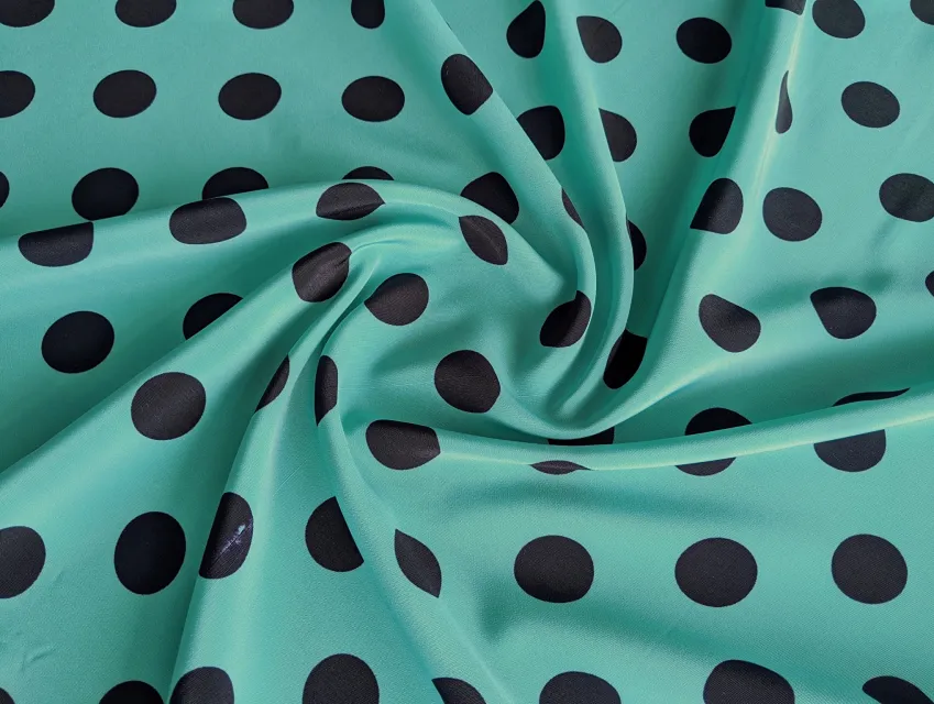 Віскоза Індонезія горох 23 см, чорний на бірюзі (відріз 2 м) - фото 1 - інтернет-магазин tkani-atlas.com.ua