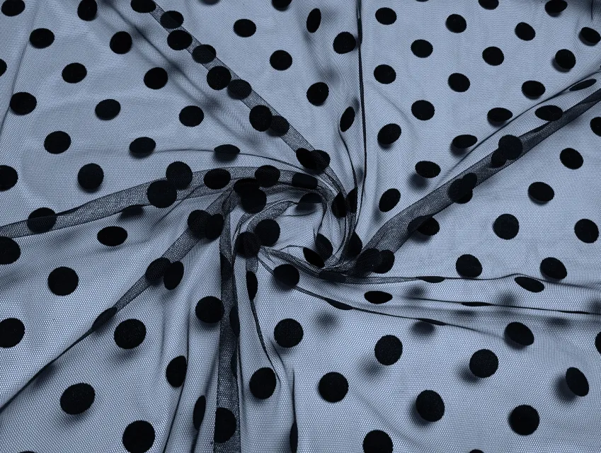 Сітка флок горошки 17 мм, темно-синій - фото 1 - інтернет-магазин tkani-atlas.com.ua