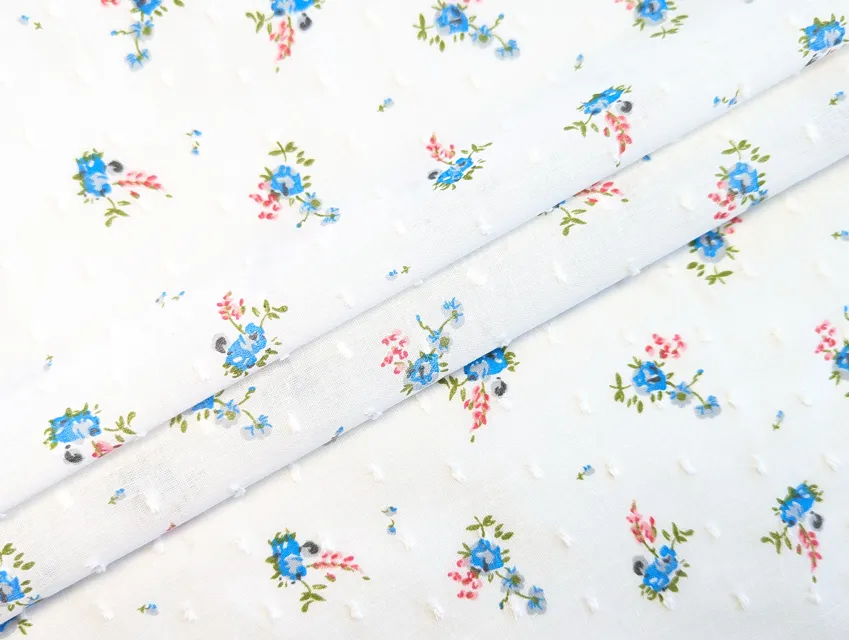 Батист крапка букет, білий - фото 1 - інтернет-магазин tkani-atlas.com.ua