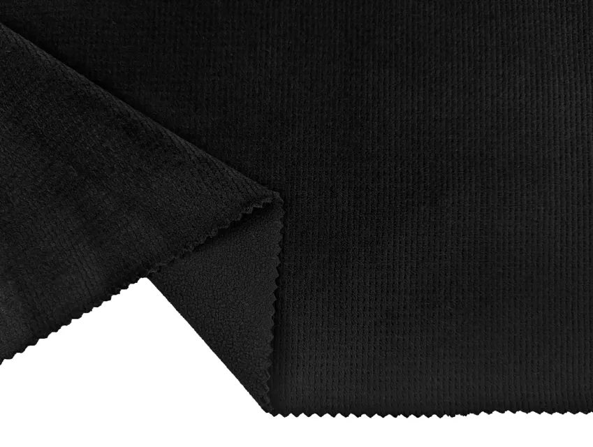 Трикотаж вельвет на флисе соты, черный - фото 1 - интернет-магазин tkani-atlas.com.ua