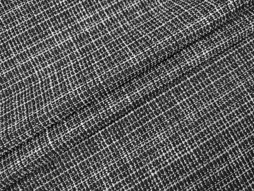 Трикотаж букле с люрексом мелкая клетка, черный с белым - фото 1 - интернет-магазин tkani-atlas.com.ua