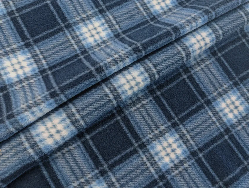 Флис принт клетка 93 мм, синий джинсовый - фото 1 - интернет-магазин tkani-atlas.com.ua