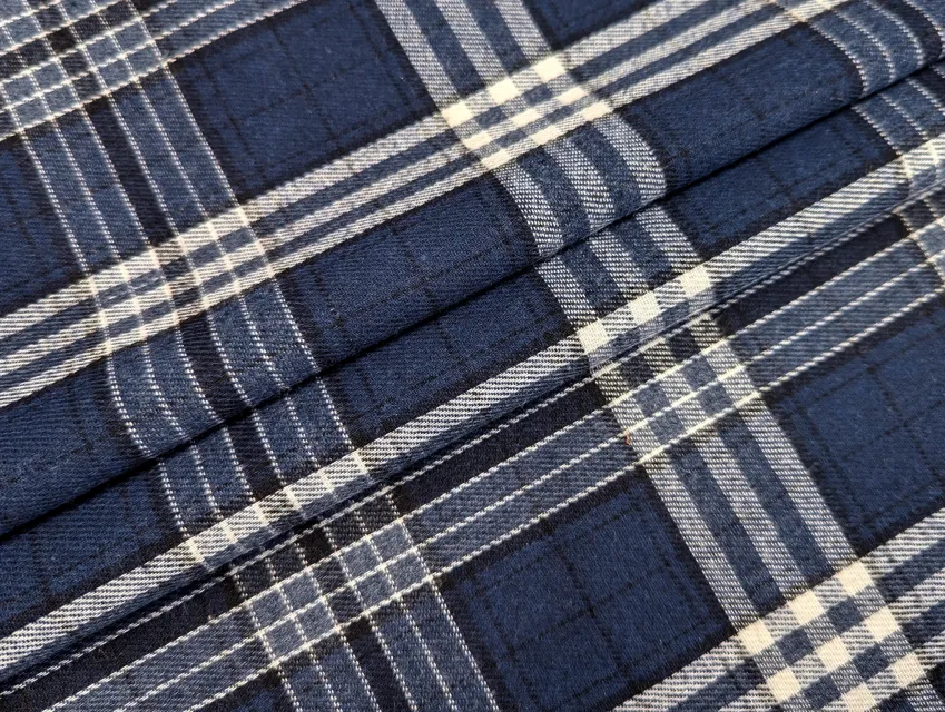 Коттон рубашечный клетка 95 мм, темно-синий - фото 1 - интернет-магазин tkani-atlas.com.ua