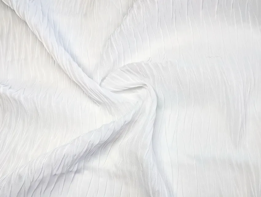 Шифон гофре, белый (отрез 3 м) - фото 1 - интернет-магазин tkani-atlas.com.ua