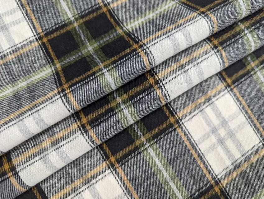 Котон сорочковий клітинка 125 мм, чорний з оливковим - фото 1 - інтернет-магазин tkani-atlas.com.ua