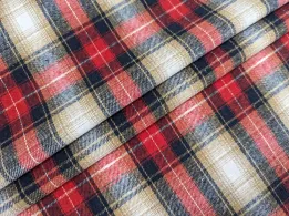 Котон сорочковий клітина 130 мм, червоний з бежевим - інтернет-магазин tkani-atlas.com.ua