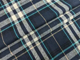 Котон сорочковий велика клітинка, темно-синій з бірюзовим - інтернет-магазин tkani-atlas.com.ua