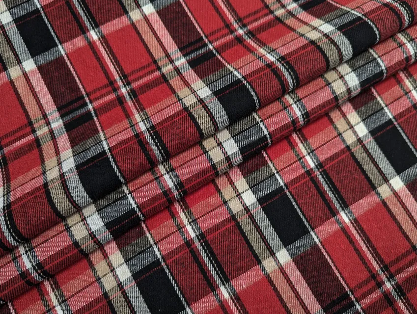 Коттон рубашечный клетка 140 мм, красный с черным - фото 1 - интернет-магазин tkani-atlas.com.ua