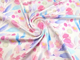Вискоза шелк акварель, рожевий на молочному - інтернет-магазин tkani-atlas.com.ua