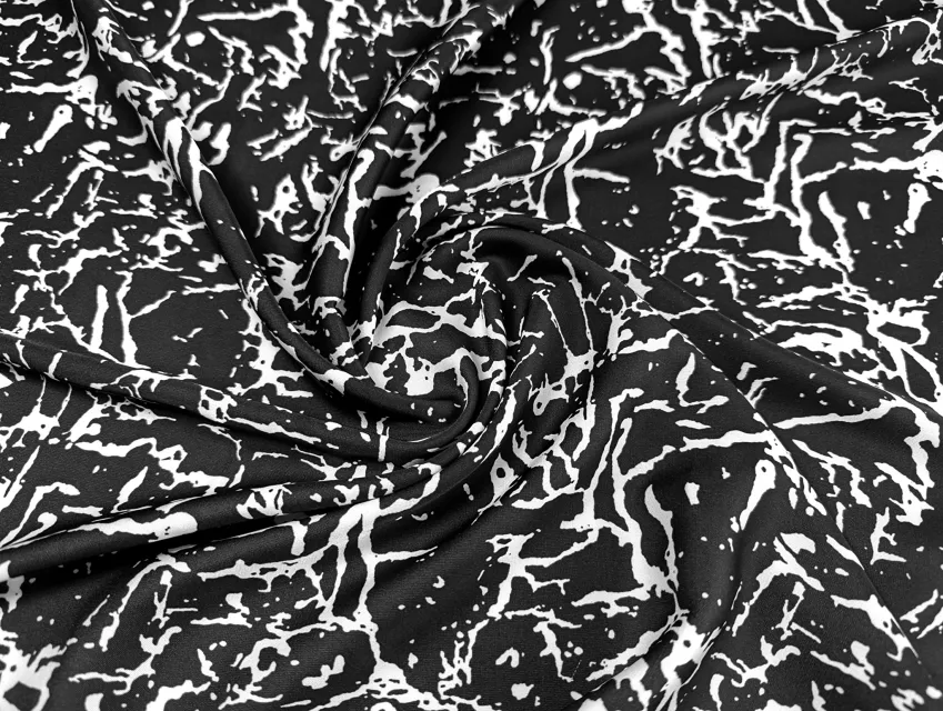 Шовк Армані акварель абстракції, чорний на білому - фото 1 - інтернет-магазин tkani-atlas.com.ua