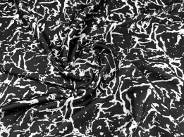 Шовк Армані акварель абстракції, чорний на білому - інтернет-магазин tkani-atlas.com.ua