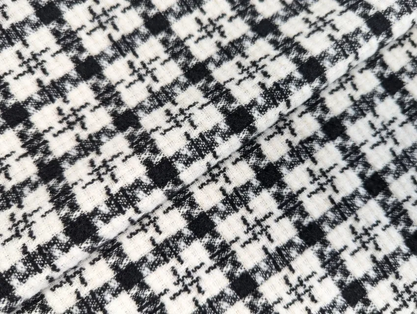 Пальтова з вовною клітина 58мм, чорно-молочний - фото 1 - інтернет-магазин tkani-atlas.com.ua