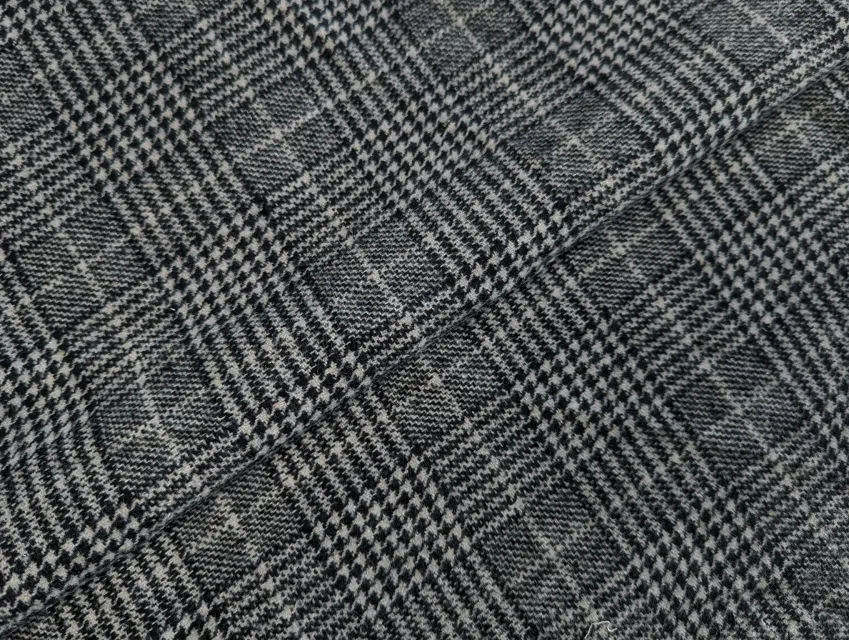 Пальтова з вовною клітина 75 мм, чорний з сірим - фото 1 - інтернет-магазин tkani-atlas.com.ua