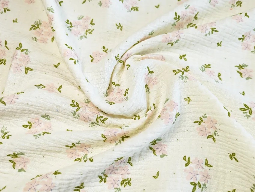 Муслин рисунок цветочный букет, кремовый - фото 1 - интернет-магазин tkani-atlas.com.ua