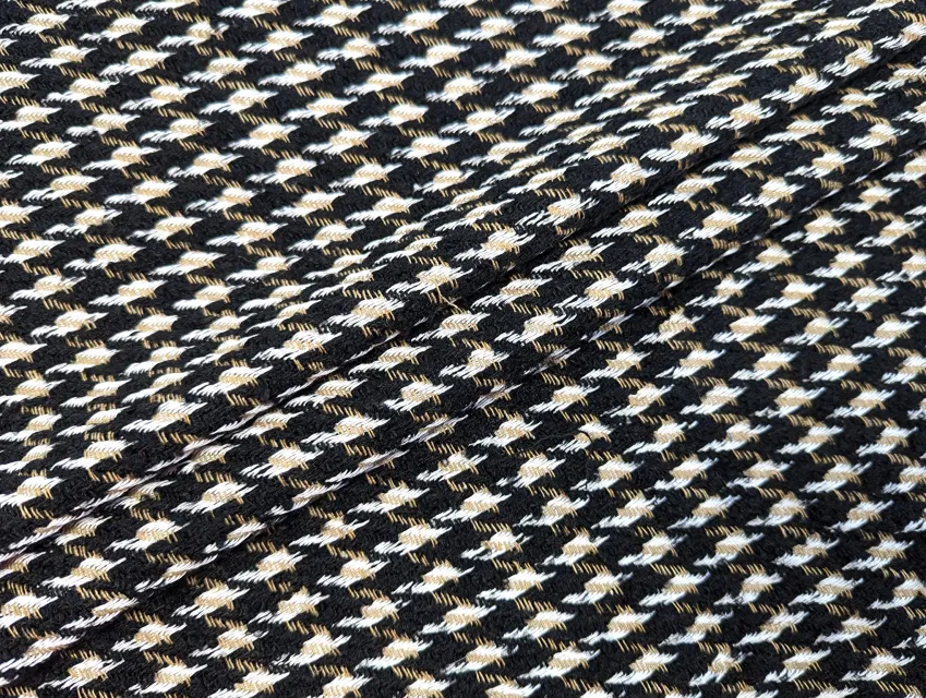 Костюмна твідова гусяча лапка 20 мм, чорний з бежевим - фото 1 - інтернет-магазин tkani-atlas.com.ua