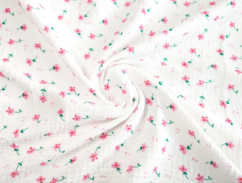 Муслин рисунок цветочная нежность, молочный - фото 1 - интернет-магазин tkani-atlas.com.ua