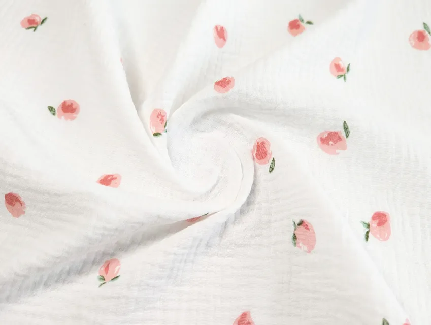 Муслін малюнок персики, молочний - фото 1 - інтернет-магазин tkani-atlas.com.ua