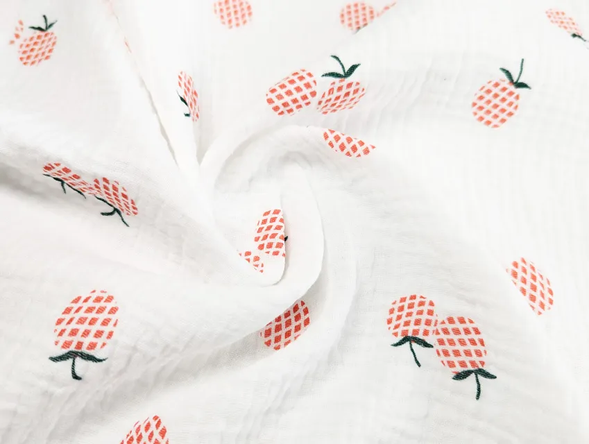 Муслін малюнок мандаринки, молочний - фото 1 - інтернет-магазин tkani-atlas.com.ua