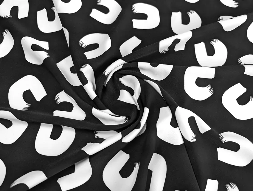 Костюмка шовковиста художня геометрія, чорний - фото 1 - інтернет-магазин tkani-atlas.com.ua