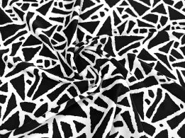 Костюмка шовковиста геометричний розсип, чорний на молочному - інтернет-магазин tkani-atlas.com.ua