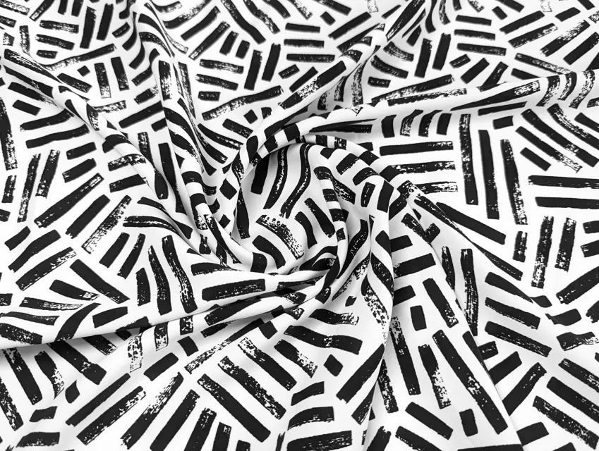 Костюмка шовковиста геометрична мозаїка, молочний з чорним - фото 1 - інтернет-магазин tkani-atlas.com.ua