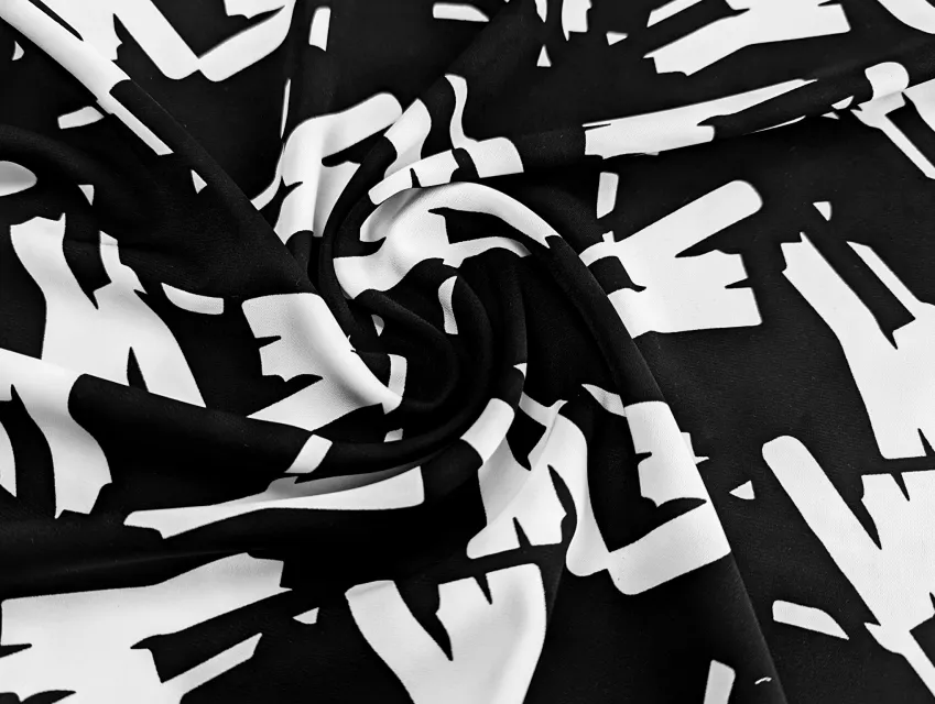 Костюмка шовковиста графіка, чорний з молочним - фото 1 - інтернет-магазин tkani-atlas.com.ua