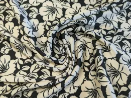 Костюмна Бель квітковий дует, бежевий на чорному - інтернет-магазин tkani-atlas.com.ua
