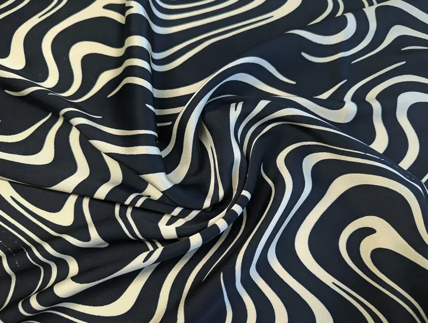 Костюмна Бель хвилі, бежевий з темно-синім - фото 1 - інтернет-магазин tkani-atlas.com.ua