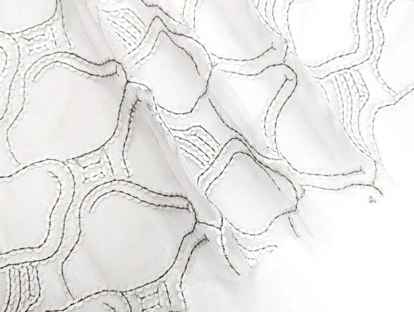 Сетка пайетки акварельная абстракция, белый - фото 1 - интернет-магазин tkani-atlas.com.ua