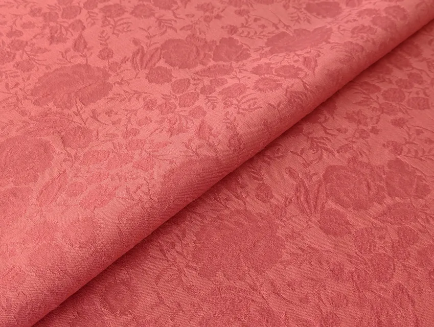 Бенгалін квітковий жаккард, персиковий (відріз 2 м) - фото 1 - інтернет-магазин tkani-atlas.com.ua
