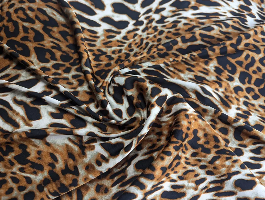 Шовк Армані леопард, чорний з помаранчевим - фото 1 - інтернет-магазин tkani-atlas.com.ua