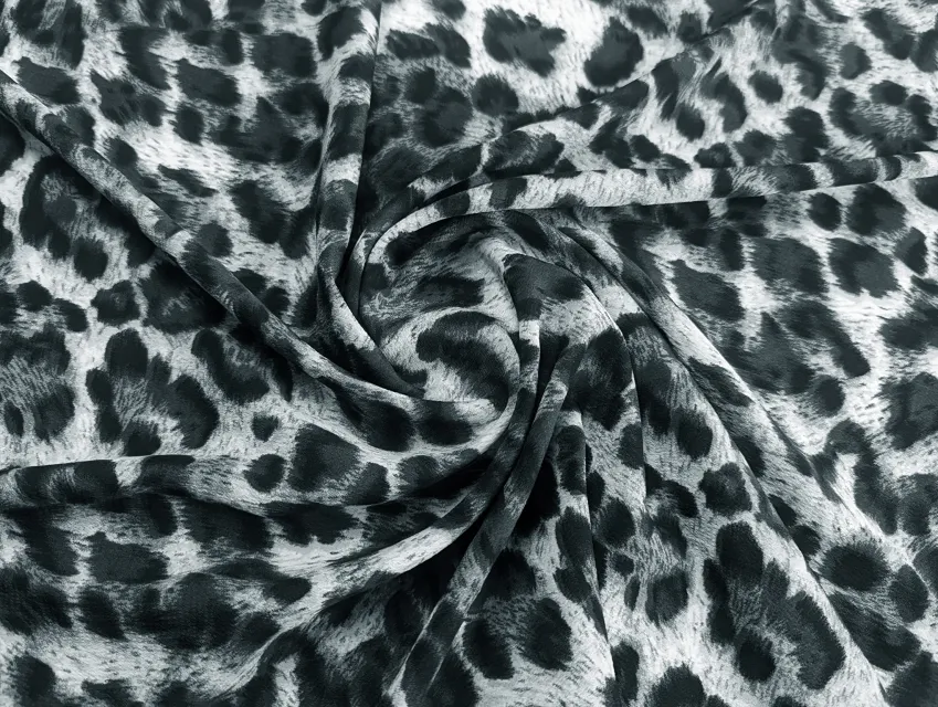 Креп шифон плотный леопард, серо-голубой - фото 1 - интернет-магазин tkani-atlas.com.ua