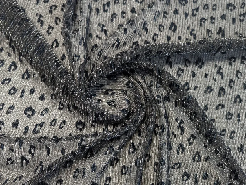 Сітка пліссе леопард, чорний - фото 1 - інтернет-магазин tkani-atlas.com.ua